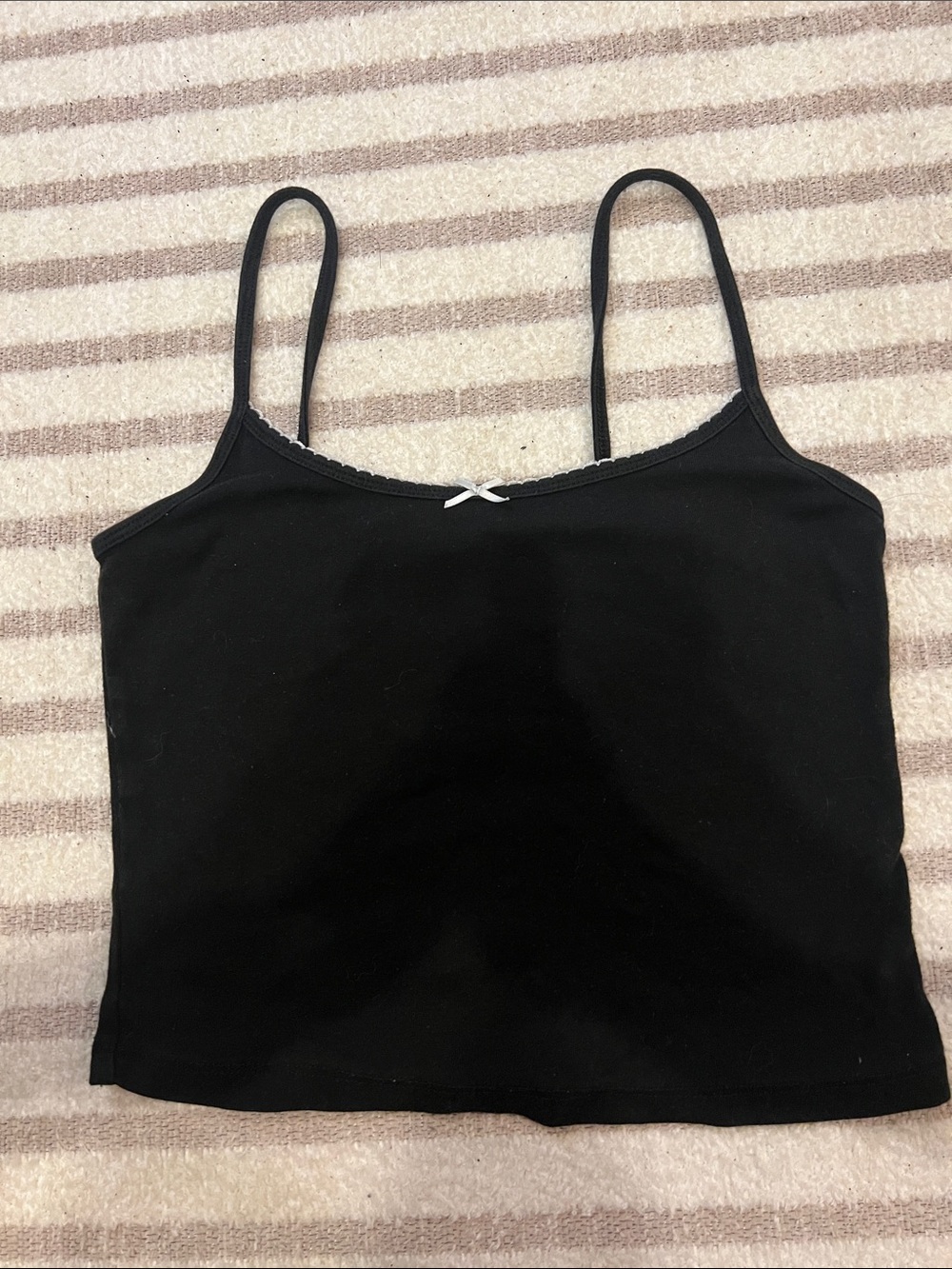 Garage Black Spaghetti Strap Cami with Bow Accent